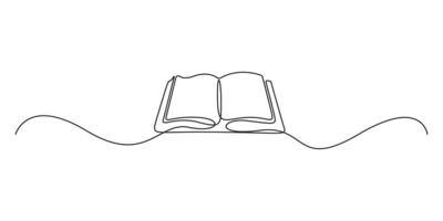 Continuous single line drawing of an open book minimalist graphic illustration vector