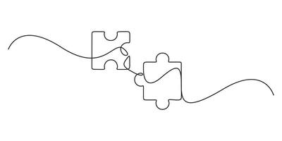 Continuous one line drawing of puzzle graphic illustration vector