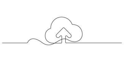 Graphic illustration of cloud storage continuous one line art drawing vector