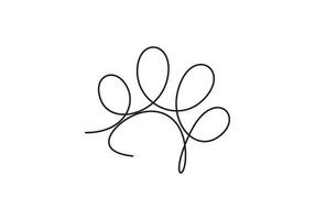 Cat or dog foot print continuous one line drawing. Single line art cat foot print graphic illustration vector
