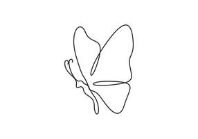 Continuous one line drawing of butterfly side view graphic illustration vector