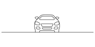 Continuous single line art drawing of small car graphic illustration vector