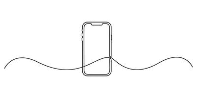 Smartphone continuous one line drawing graphic illustration vector