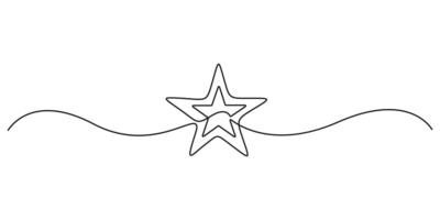 Continuous one line drawing of Christmas star graphic illustration vector