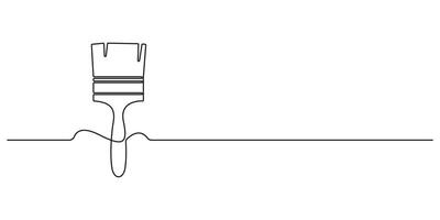 Continuous one line drawing of paint brush. Isolated on white background graphic illustration vector