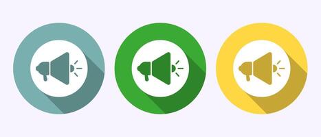 Megaphone icon illustration, Loudspeaker icon, Shout announce sign in shadow button design vector
