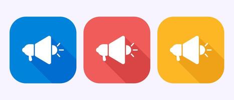 Megaphone icon design, Loudspeaker icon, Shout announce sign in shadow button design vector