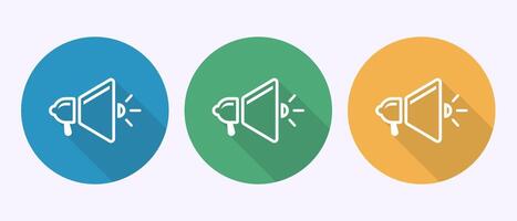 Megaphone icon design illustration, Loudspeaker icon in shadow button design vector
