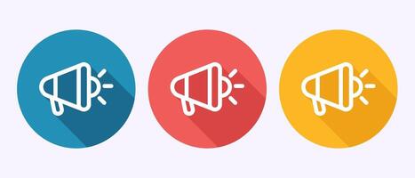 Megaphone icon design illustration, Shout announce sign in shadow button design vector