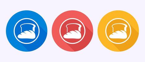 Bread icon illustration, bakery sign symbol in shadow button design vector
