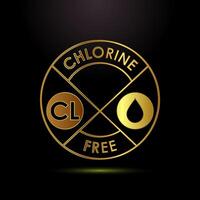 Chlorine free icon, Chlorine free label, badge, sign, symbol in gold color style vector