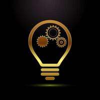 Electric light bulb icon design, Creative idea icon sign in gold color style vector
