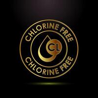 Chlorine free icon illustration, Chlorine free label, badge, sign, symbol in gold color style vector