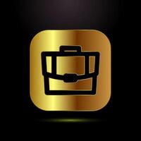 Briefcase icon, bag icon symbol for apps and websites in gold color style vector