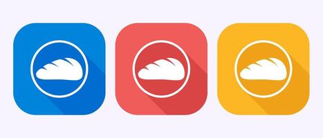 Bread icon, bakery sign symbol in shadow button design vector