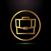 Briefcase icon, bag icon for apps and websites in gold color style vector