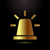 Emergency siren icon illustration, Ambulance emergency siren sign symbol in gold color style vector