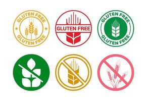 Gluten free icons set design, Non gluten food sign for apps and websites vector