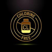Chlorine free icon design illustration, Chlorine free label, badge, sign in gold color style vector