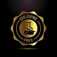 Chlorine free icon design illustration, Chlorine free label, sign, symbol in gold color style vector