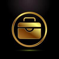 Briefcase icon illustration, bag icon for apps and websites in gold color style vector