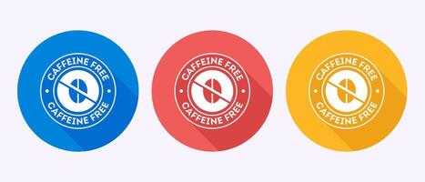 Caffeine free icon, No caffeine badge sticker label in shadow button design vector