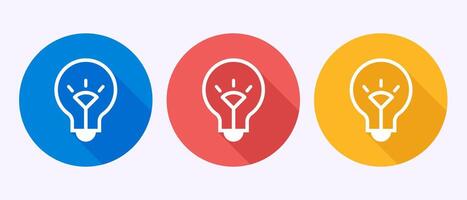 Electric light bulb icon design illustration, Creative idea sign symbol in shadow button design vector