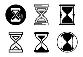 Sand clock icons set design. Hourglass symbol, Time measuring sign black on white background vector