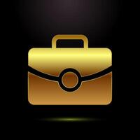 Briefcase icon illustration, bag icon sign for apps and websites in gold color style vector