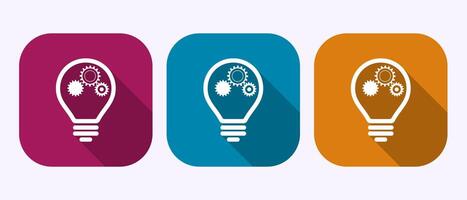 Electric light bulb icon illustration, Creative idea icon symbol in shadow button design vector