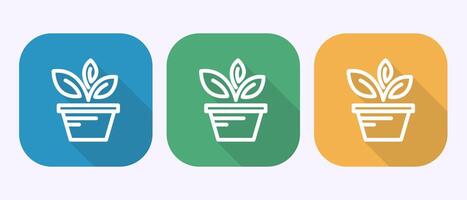 Plant icon illustration, Sprout icon sign symbol in shadow button design vector