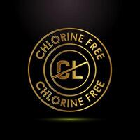 Chlorine free icon design, Chlorine free label, badge, sign, symbol in gold color style vector