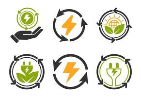 Renewable energy icons set design. Renewable power sign symbol vector