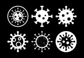 Virus, bacteria icons set design. Microbe bacteria sign white on black background vector