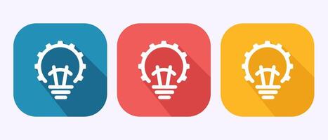 Electric light bulb icon design, Creative idea icon in shadow button design vector