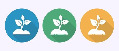 Plant icon, Sprout icon sign symbol in shadow button design vector