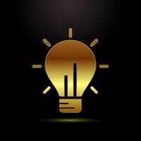 Electric light bulb icon design, Creative idea sign symbol in gold color style vector