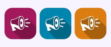 Megaphone icon, Loudspeaker icon, Shout announce sign in shadow button design vector