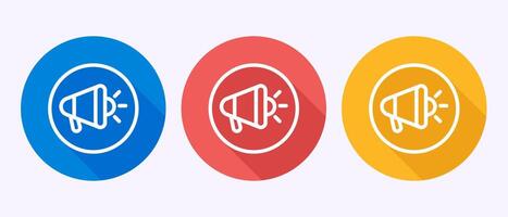Megaphone icon design, Shout announce sign in shadow button design vector