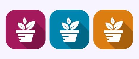 Plant icon design illustration, Sprout icon symbol in shadow button design vector