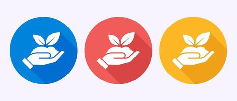 Plant icon design illustration, Sprout icon sign in shadow button design vector