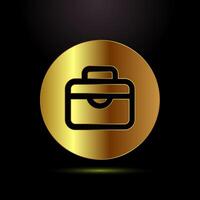 Briefcase icon design, bag icon sign for apps and websites in gold color style vector