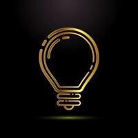 Electric light bulb icon, Creative idea icon sign symbol in gold color style vector