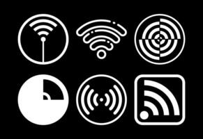 Wifi icons set design, internet connection symbol, wireless and wifi sign white on black background vector