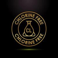 Chlorine free icon design illustration, Chlorine free label, badge symbol in gold color style vector