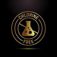 Chlorine free icon design illustration, Chlorine free badge, sign, symbol in gold color style vector
