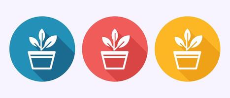 Plant icon design, Sprout icon sign symbol in shadow button design vector