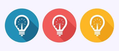 Electric light bulb icon illustration, Creative idea icon sign symbol in shadow button design vector