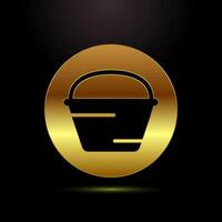 Basket icon design , Shopping basket symbol in gold color style vector