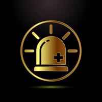Emergency siren icon design, Ambulance emergency siren sign symbol in gold color style vector